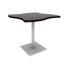 Proof 42" Wave Pedestal Cafe Table with Square Steel Base TFL Top T Mold Edge
