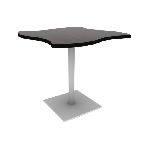 Proof 42" Wave Pedestal Cafe Table with Square Steel Base TFL Top T Mold Edge