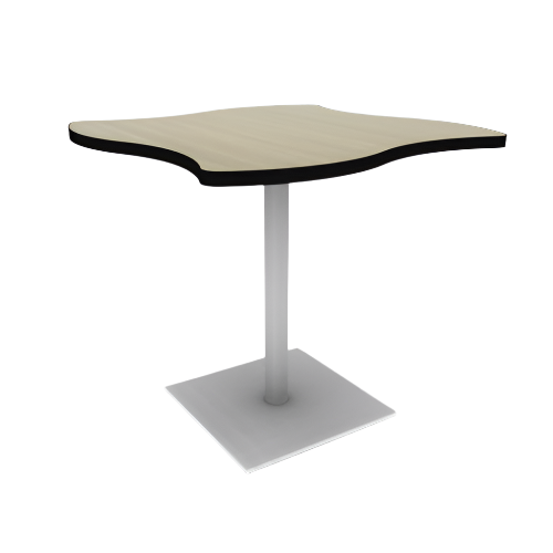 Proof 42" Wave Pedestal Cafe Table with Square Steel Base TFL Top T Mold Edge