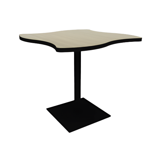 Proof 42" Wave Pedestal Cafe Table with Square Steel Base TFL Top T Mold Edge