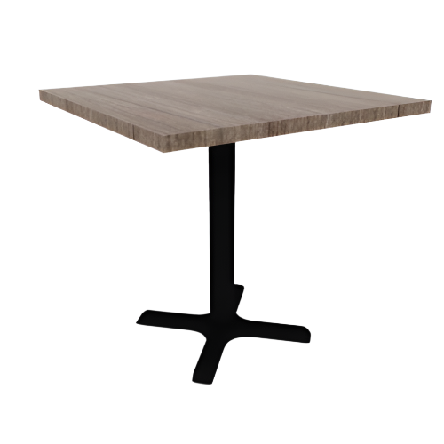 Proof 30" Square Pedestal Cafe Table with Cast Iron X-Base TFL Top 3MM PVC Edge