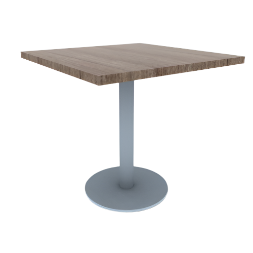 Proof 30" Square Pedestal Cafe Table with Round Stainless Steel Base TFL Top 3MM PVC Edge