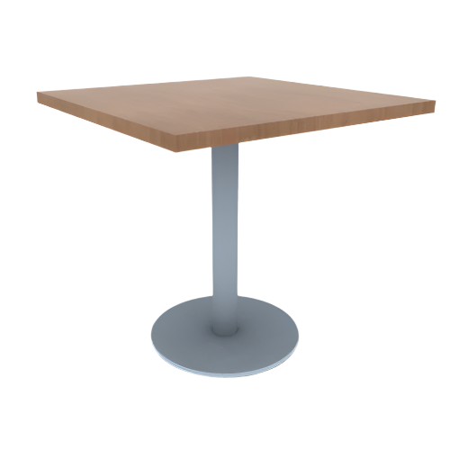 Proof 30" Square Pedestal Cafe Table with Round Stainless Steel Base TFL Top 3MM PVC Edge