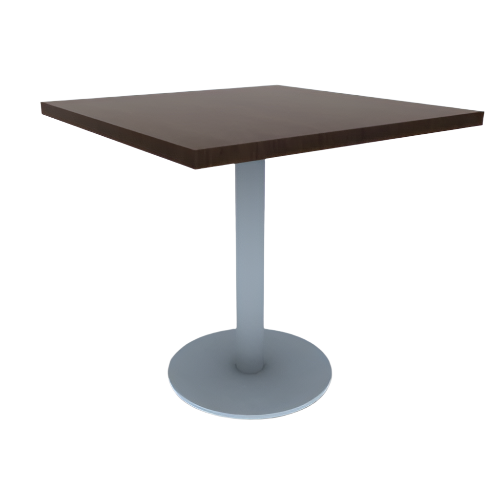 Proof 30" Square Pedestal Cafe Table with Round Stainless Steel Base TFL Top 3MM PVC Edge