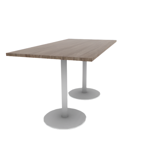 Proof 36" x 72" Rectangle Pedestal Counter Table with Round Base Pair TFL Top 3MM PVC Edge