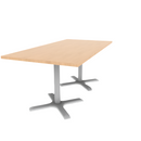 Proof 36" x 72" Rectangle Pedestal Cafe Table with X-Base Pair TFL Top