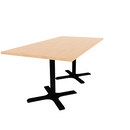 Proof 36" x 72" Rectangle Pedestal Cafe Table with X-Base Pair TFL Top