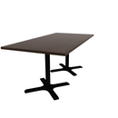 Proof 36" x 72" Rectangle Pedestal Cafe Table with X-Base Pair TFL Top