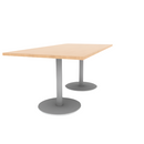 Proof 36" x 72" Rectangle Pedestal Cafe Table with Round Steel Base Pair TFL Top