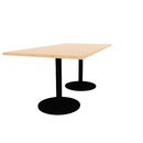 Proof 36" x 72" Rectangle Pedestal Cafe Table with Round Steel Base Pair TFL Top