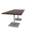 Proof 36" x 72" Rectangle Pedestal Cafe Table with Square Steel Base Pair TFL Top