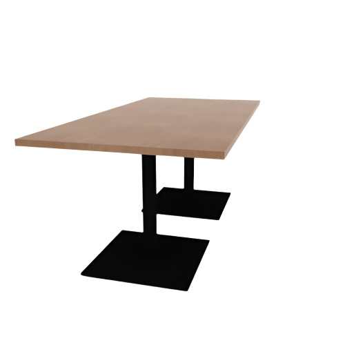 Proof 36" x 72" Rectangle Pedestal Cafe Table with Square Steel Base Pair TFL Top