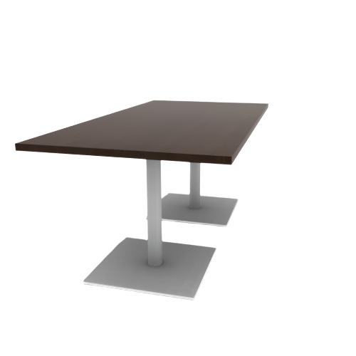 Proof 36" x 72" Rectangle Pedestal Cafe Table with Square Steel Base Pair TFL Top