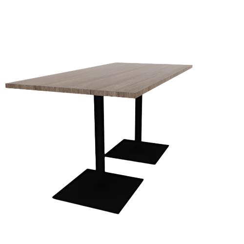 Proof 36" x 72" Rectangle Pedestal Counter Table with  Square Steel Base Pair TFL Top 3MM PVC Edge