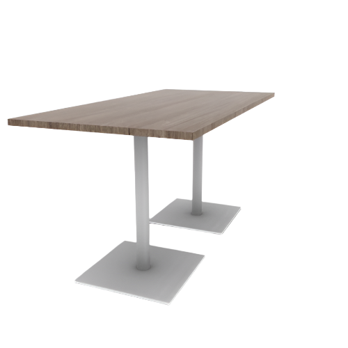 Proof 36" x 72" Rectangle Pedestal Counter Table with  Square Steel Base Pair TFL Top 3MM PVC Edge