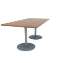 Proof 36" x 72" Rectangle Pedestal Cafe Table with Round Stainless Steel Base Pair TFL Top