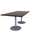 Proof 36" x 72" Rectangle Pedestal Cafe Table with Round Stainless Steel Base Pair TFL Top