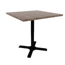 Proof 36" Square Pedestal Cafe Table with Cast Iron X-Base TFL Top 3MM PVC Edge