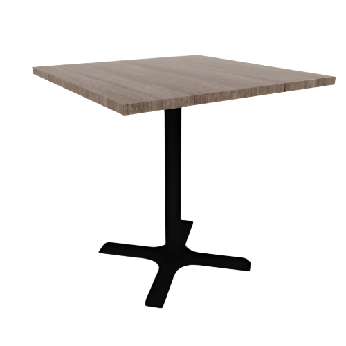 Proof 36" Square Pedestal Cafe Table with Cast Iron X-Base TFL Top 3MM PVC Edge