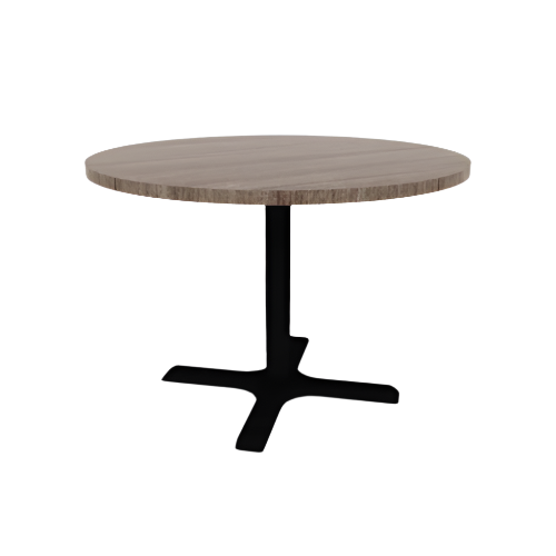 Proof 42" Dia Round Pedestal Cafe Table with Cast Iron X-Base TFL Top 3MM PVC Edge