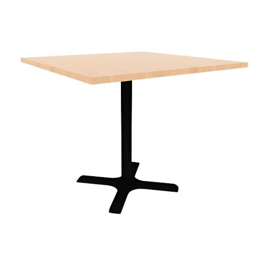 Proof 42" Square Pedestal Cafe Table with Cast Iron X-Base TFL Top 3MM PVC Edge