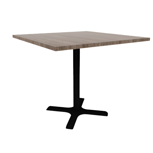 Proof 42" Square Pedestal Cafe Table with Cast Iron X-Base TFL Top 3MM PVC Edge