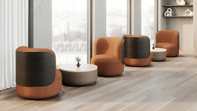 Lounge Chair with Upholstered Back and High Wood Surround
