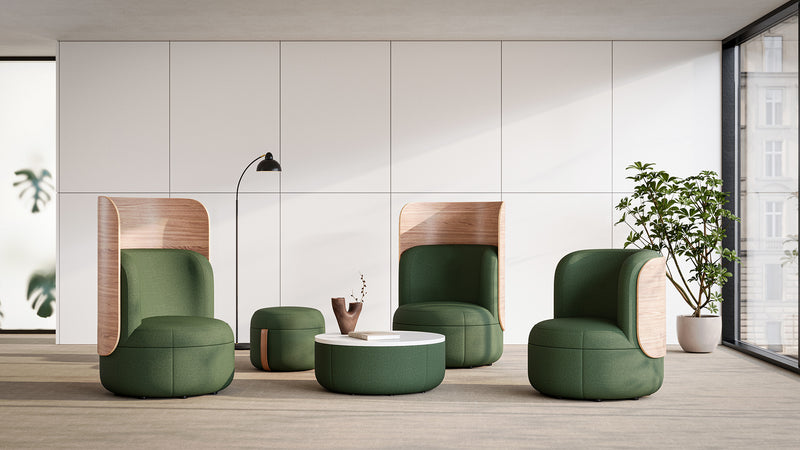 Lounge Chair with Upholstered Back and High Wood Surround