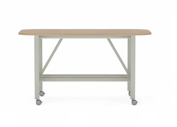 Collaborative Spaces™ 42"H Large Collaboration Table with Large Radius & Casters - 84"W x 42"D