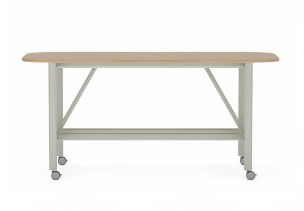 Collaborative Spaces™ 42"H Large Collaboration Table with Large Radius & Casters - 90"W x 42"D