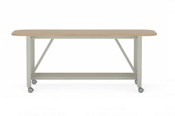 Collaborative Spaces™ 36"H Large Collaboration Table with Large Radius & Casters - 90"W x 48"D