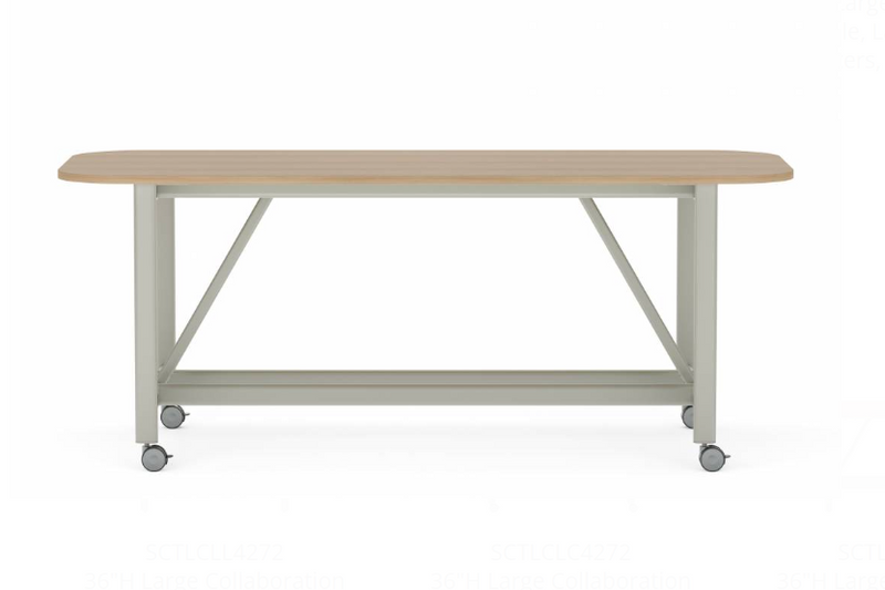 Collaborative Spaces™ 36"H Large Collaboration Table with Large Radius & Casters - 90"W x 42"D
