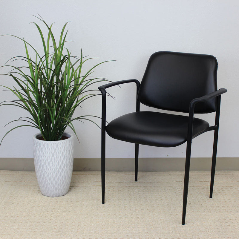 Levy Guest Stack Chair with Arms and Black Frame