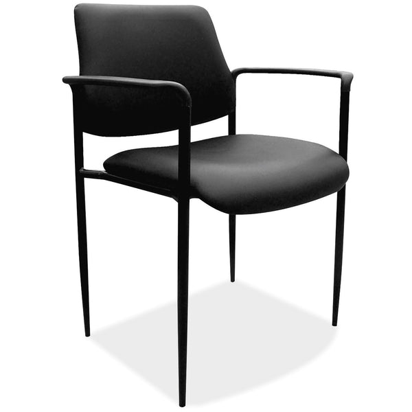 Levy Guest Stack Chair with Arms and Black Frame