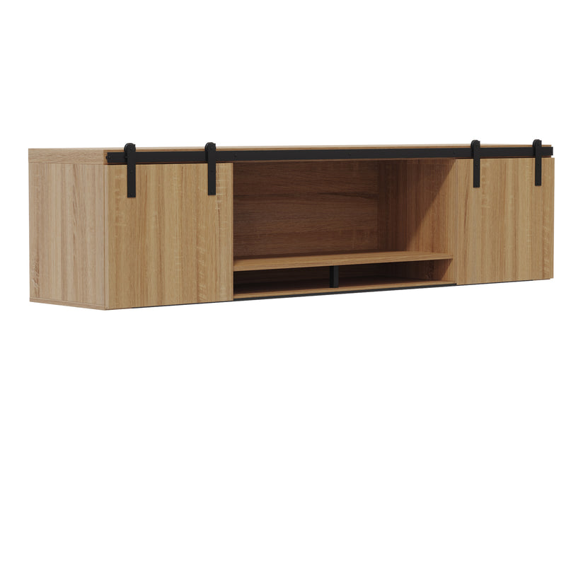 Mirella™ 72” Wall-Mounted Hutch with Sliding Wood Doors