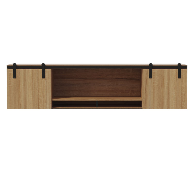 Mirella™ 72” Wall-Mounted Hutch with Sliding Wood Doors