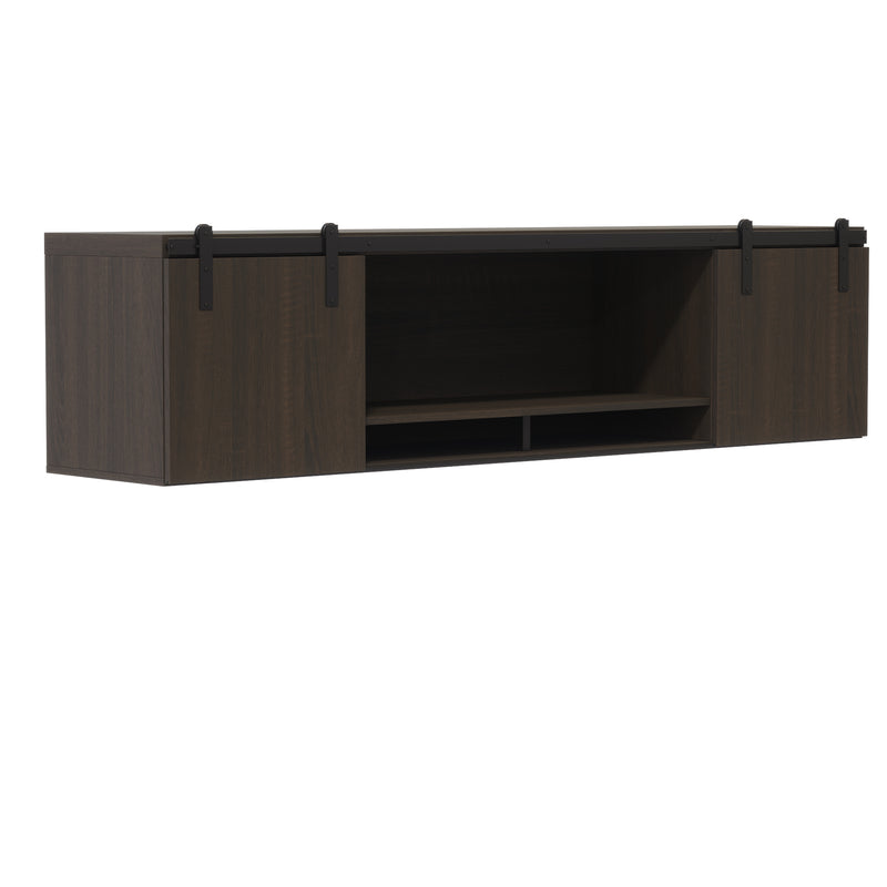 Mirella™ 72” Wall-Mounted Hutch with Sliding Wood Doors