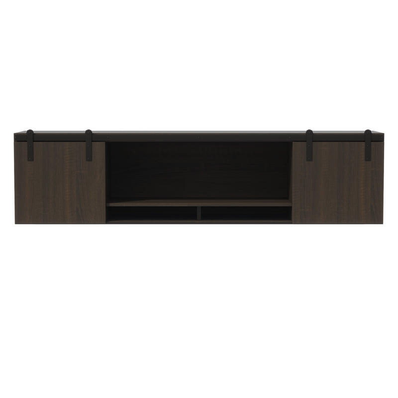 Mirella™ 72” Wall-Mounted Hutch with Sliding Wood Doors