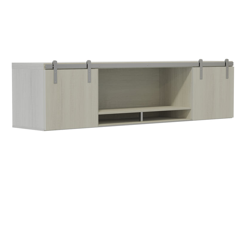 Mirella™ 72” Wall-Mounted Hutch with Sliding Wood Doors