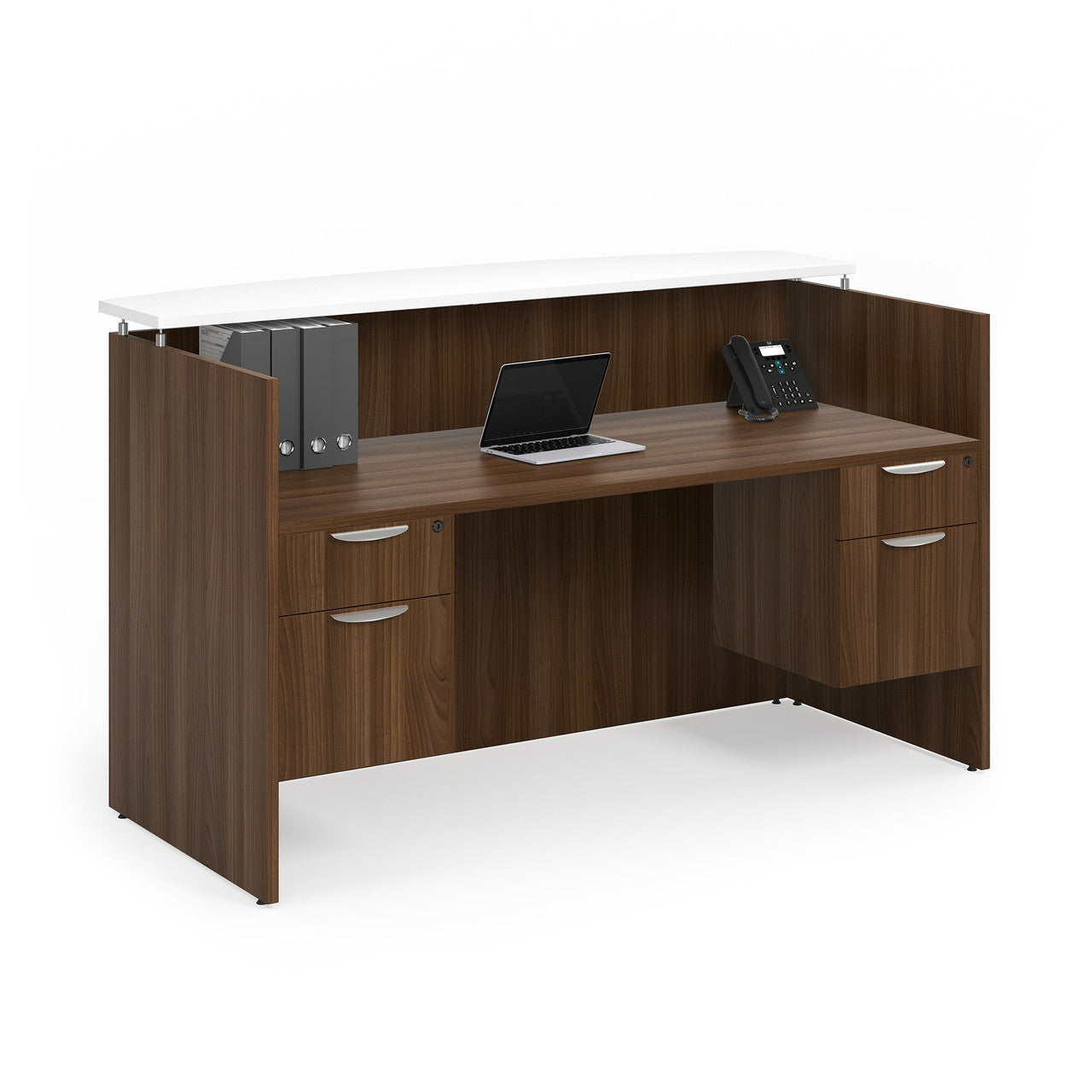 OS Laminate Reception Desk with Drawer Pedestal & Metal Transaction ...