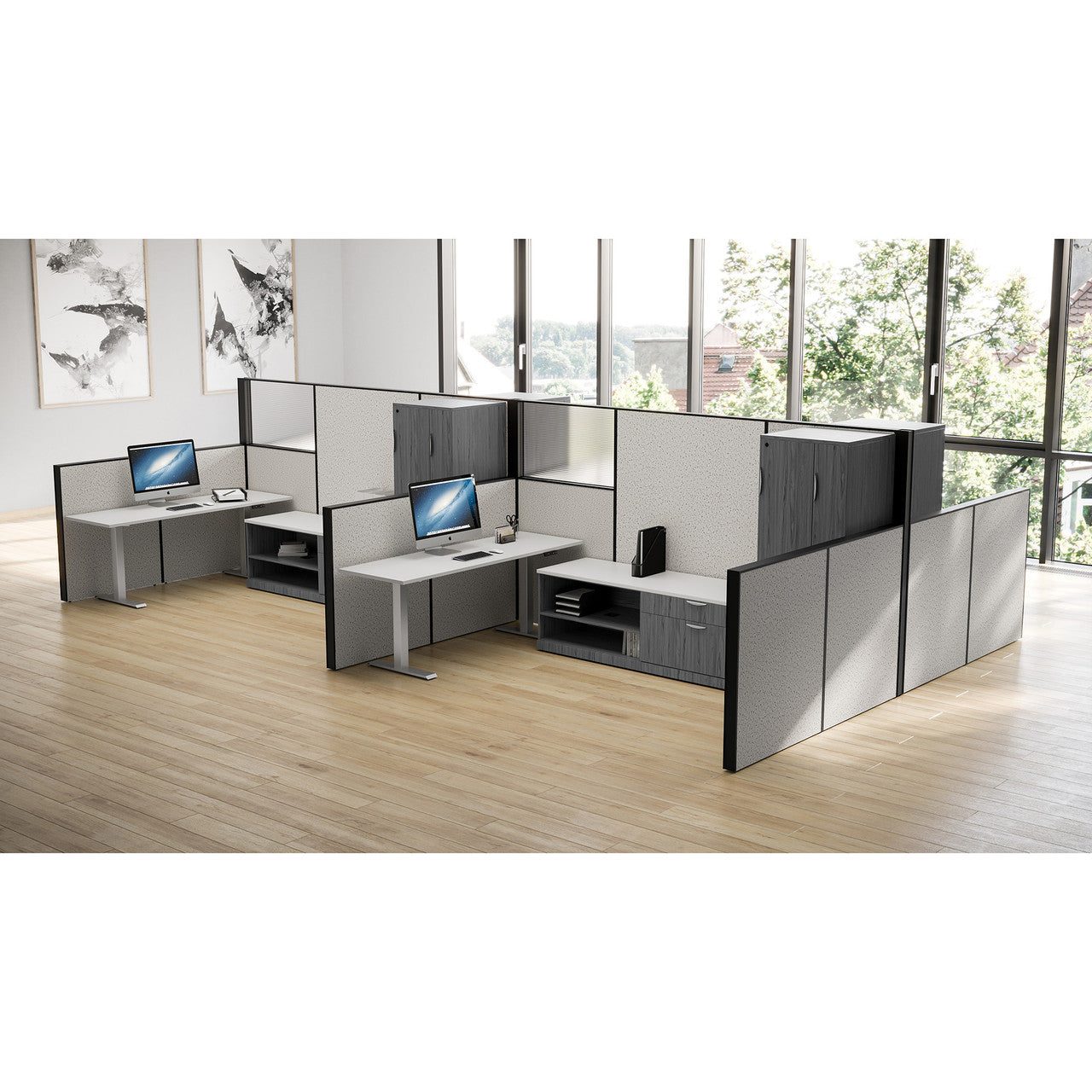 OS Modular Office Cubicle Partitions Workstation with Privacy Panels ...
