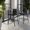 Oslo Mesh Back Stool with Arms and Black Frame