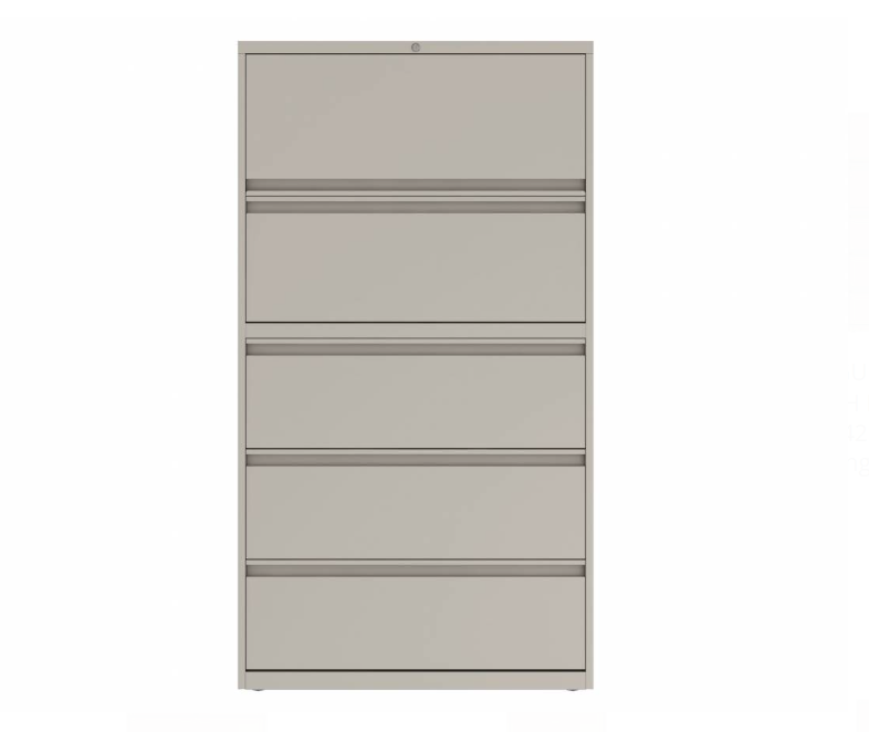 Prime™ 65.6"H Five Drawer Lateral File Cabinet, Posting Shelf, 36"W x 18"D - One Receding, Four Fixed Front