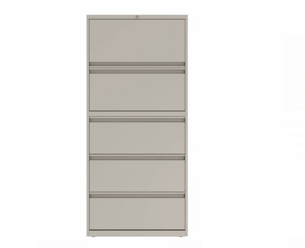 Prime™ 65.6"H Five Drawer Lateral File Cabinet, Posting Shelf, 30"W x 18"D - One Receding, Four Fixed Front