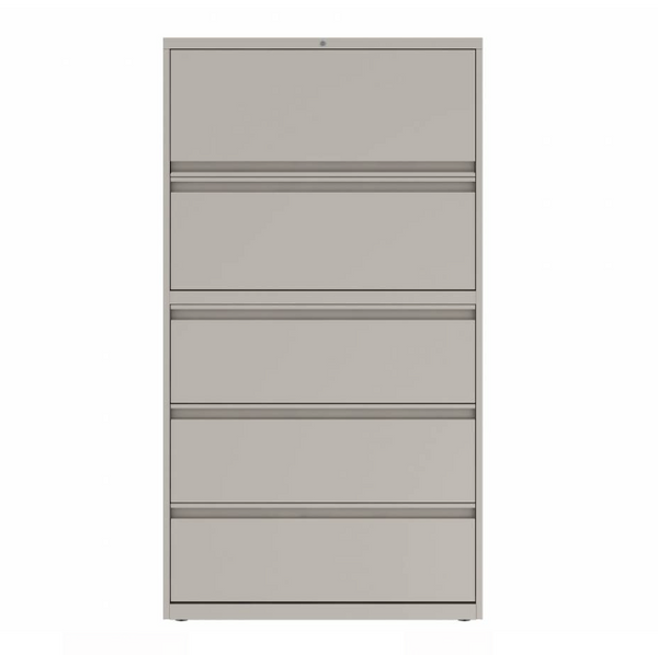 Prime™ 65.6"H Five Drawer Lateral File Cabinet, 42"W x 18"D - One Receding, Four Fixed Front