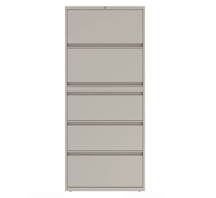 Prime™ 69.6"H Five Drawer Lateral File Cabinet, 30"W x 18"D - Two Receding, Three Fixed Front