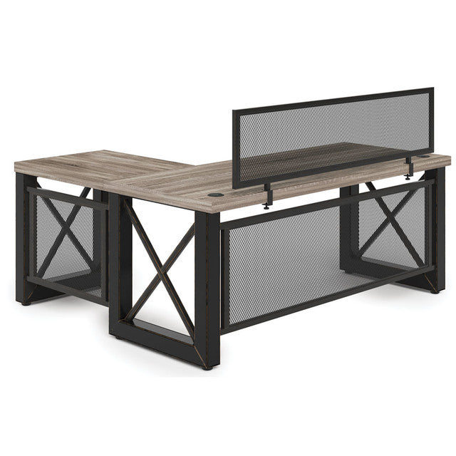 Riveted 59"W Industrial Desk with Metal X Base