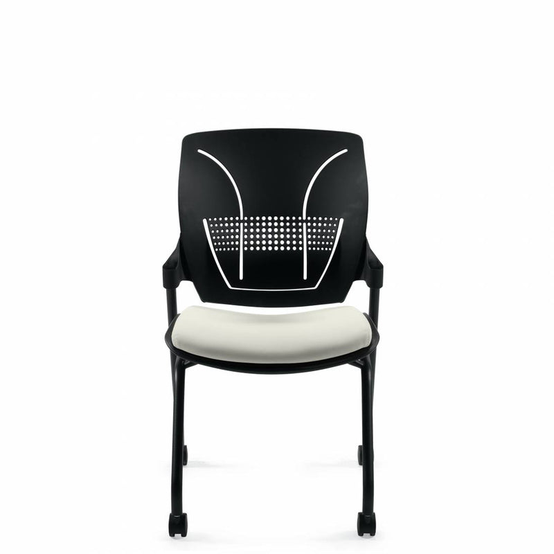 Roma™ Honeycomb Polypropylene Medium Back Nesting Chair with Arms