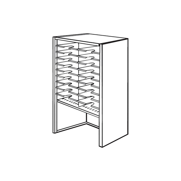 Mailflow Systems Sorter, Closed Back w/ 9" Elevation; 14 Sorting Pockets 15”D