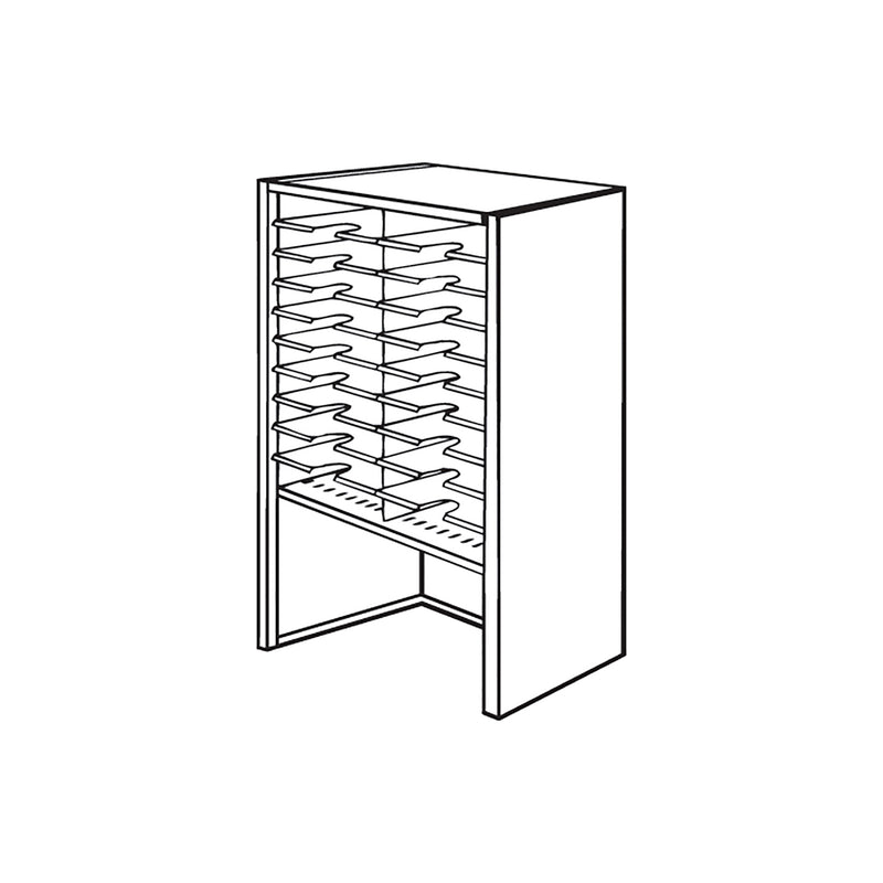 Mailflow Systems Sorter, Closed Back w/ 9" Elevation; 14 Sorting Pockets 15”D